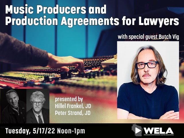 Peter J. Strand organized and moderated a CLE session entitled Music Producers and Production Agreements for Lawyers, presented by Wisconsin Entertainment Lawyers Association